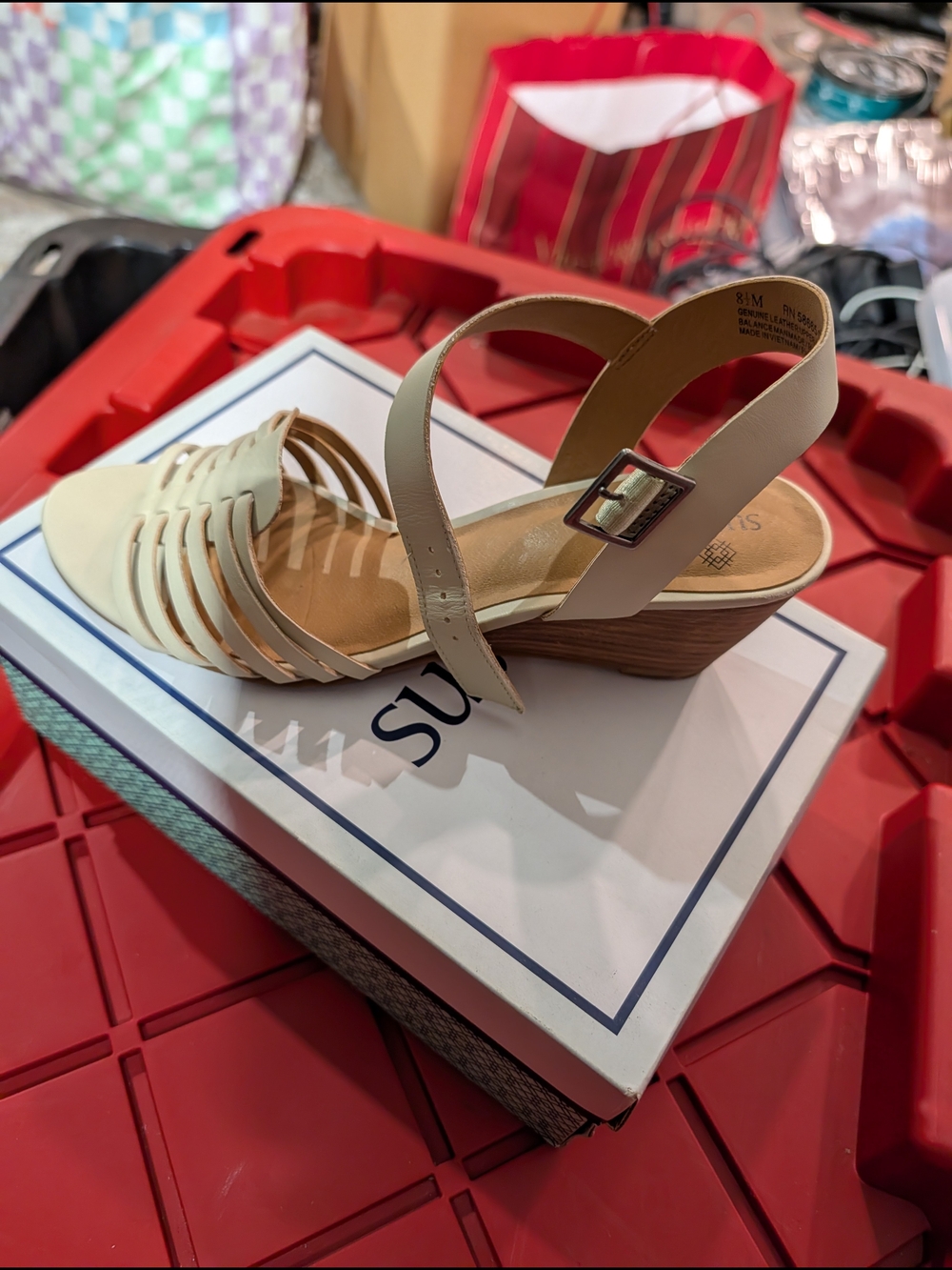 Susina Cream Strappy Wedge Sandal